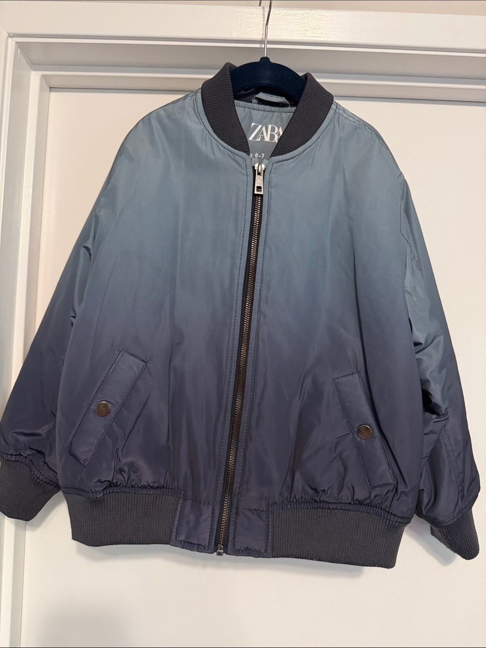 Zara Kids Ombre Bomber Jacket - Blue to Gray
